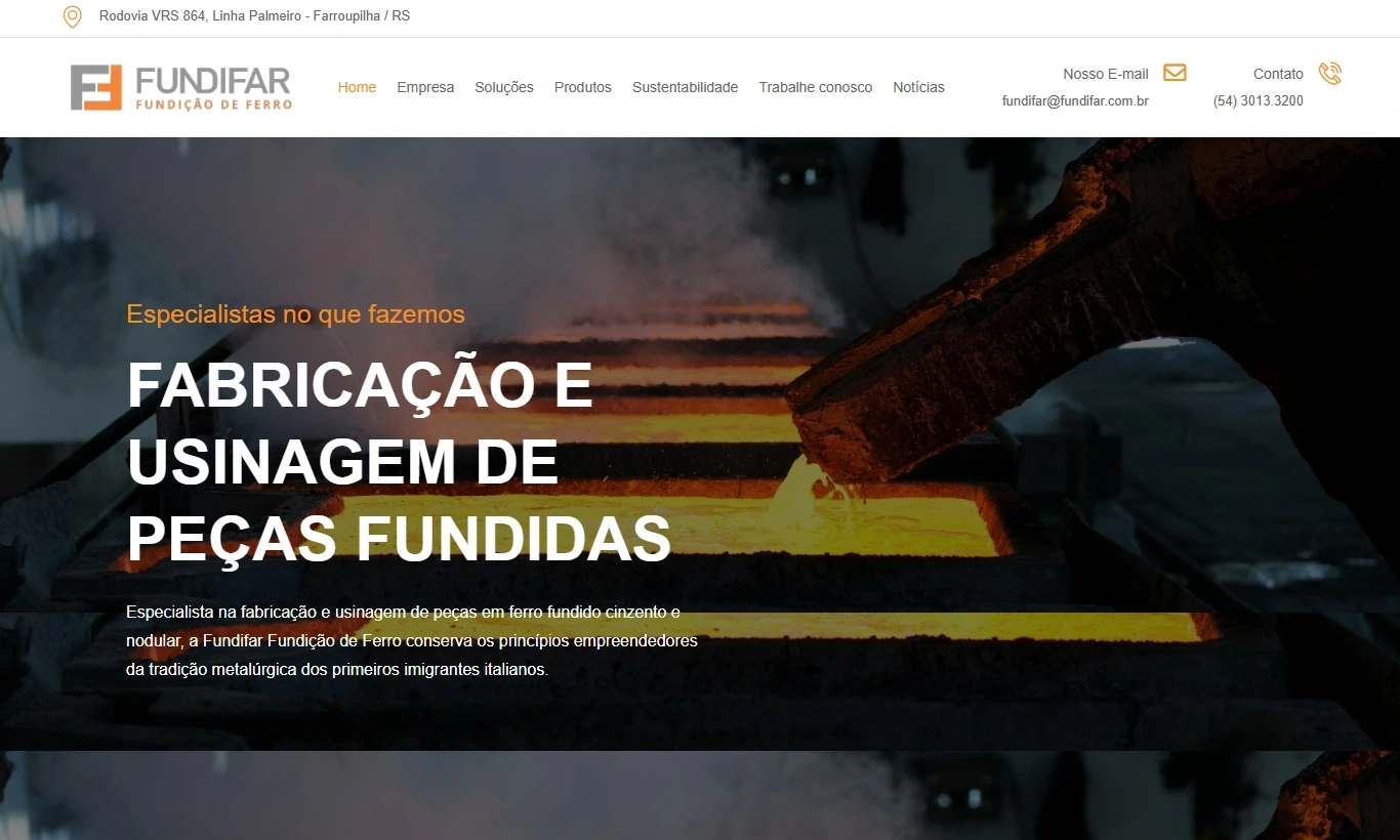 Projeto de site da Fundifar apresentado no portfólio da SitesJÁ