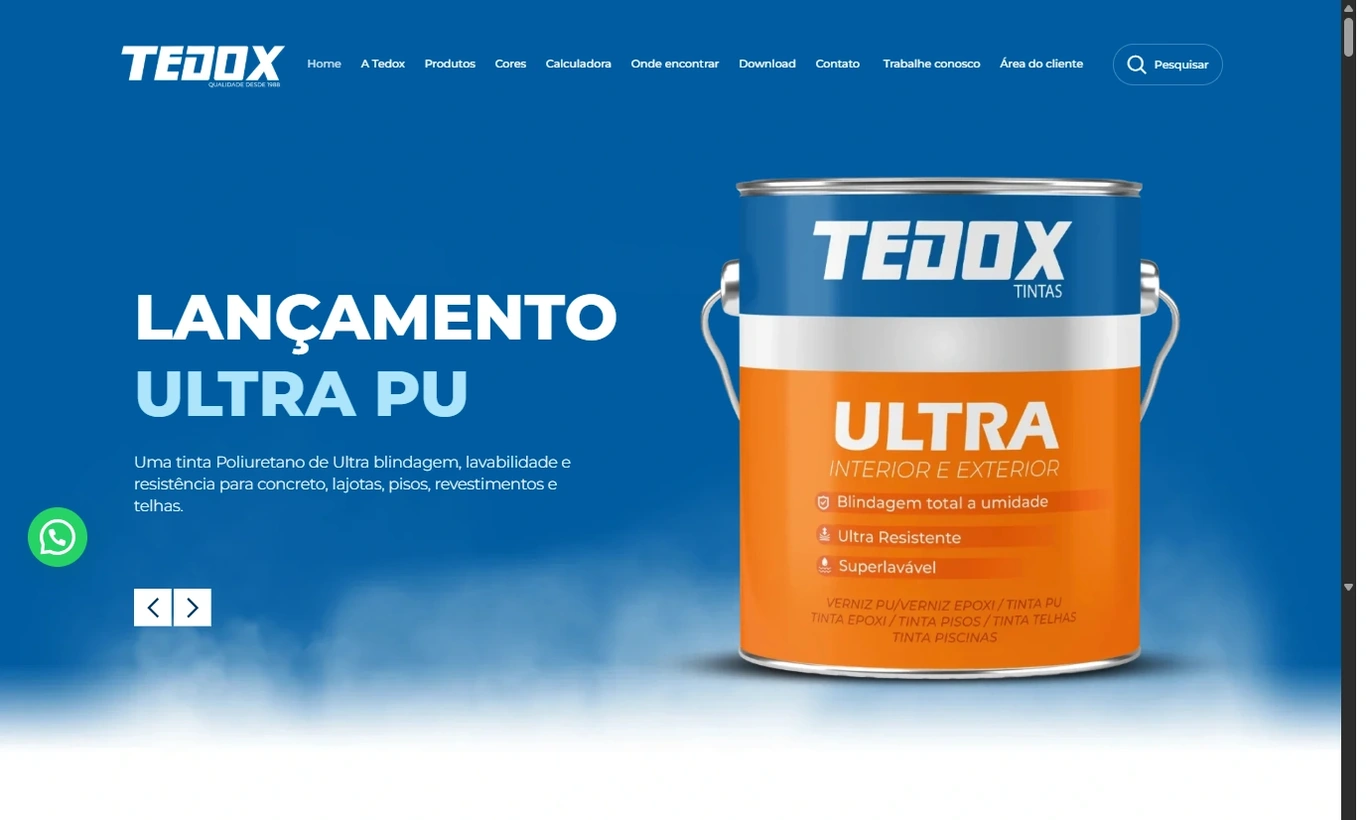 Projeto de site da Tedox apresentado no portfólio da SitesJÁ