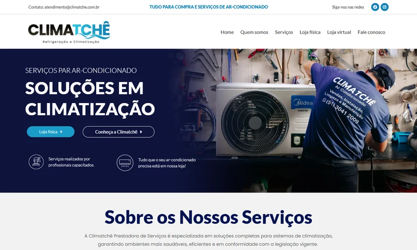 Site da Climatchê apresentado no portfólio da SitesJÁ