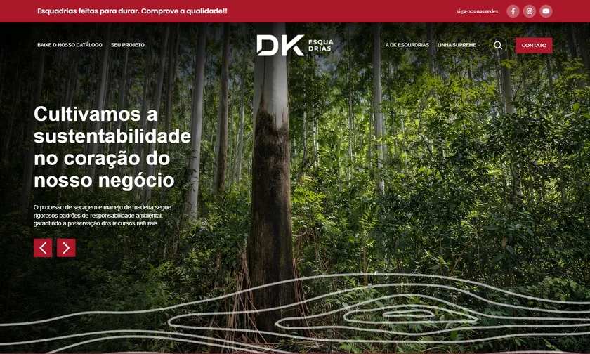 Site da DK Esquadrias apresentado no portfólio da SitesJÁ