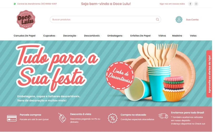 Loja virtual Doce Lulu apresentada no portfólio da SitesJÁ