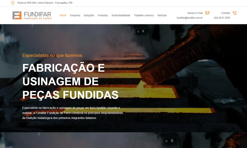 Site da Fundifar apresentado no portfólio da SitesJÁ