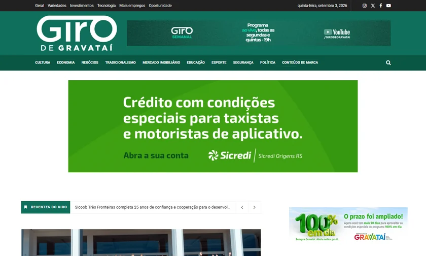 Portal Giro de Gravataí apresentado no portfólio da SitesJÁ