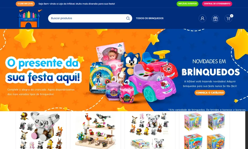 Loja virtual Inflável Club apresentada no portfólio da SitesJÁ