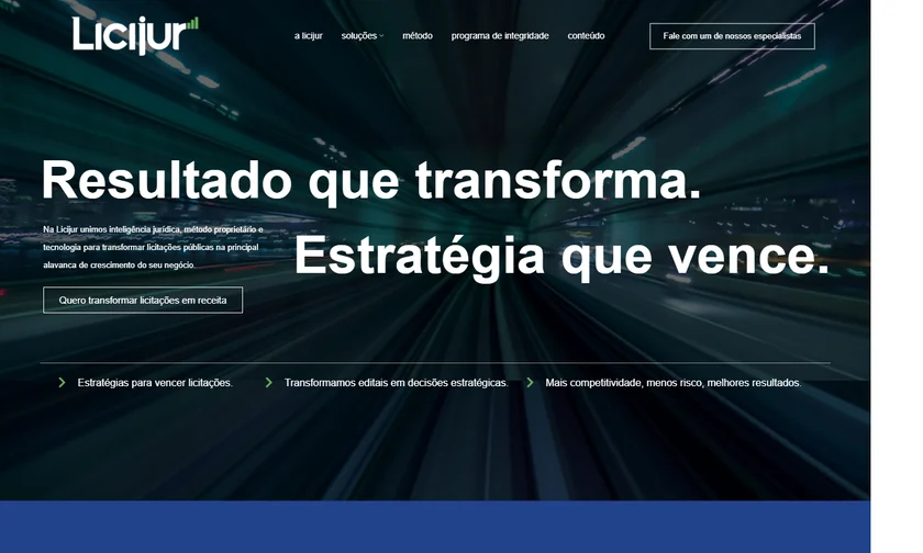 Site da Licijur apresentado no portfólio da SitesJÁ