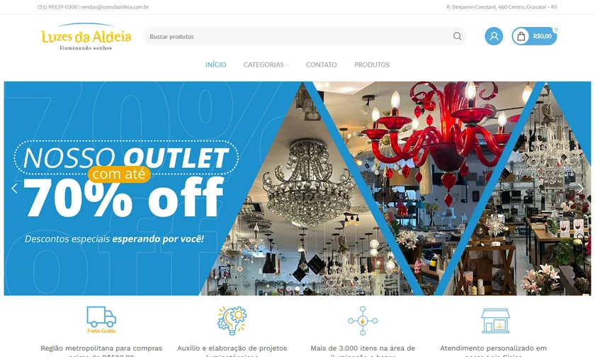 Loja virtual Luzes da Aldeia apresentada no portfólio da SitesJÁ
