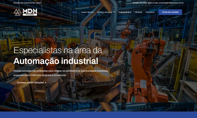 Site da MDH Soluções apresentado no portfólio da SitesJÁ