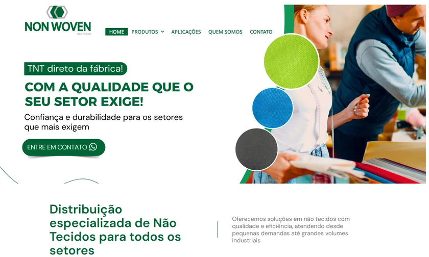 Site da Nonwoven apresentado no portfólio da SitesJÁ