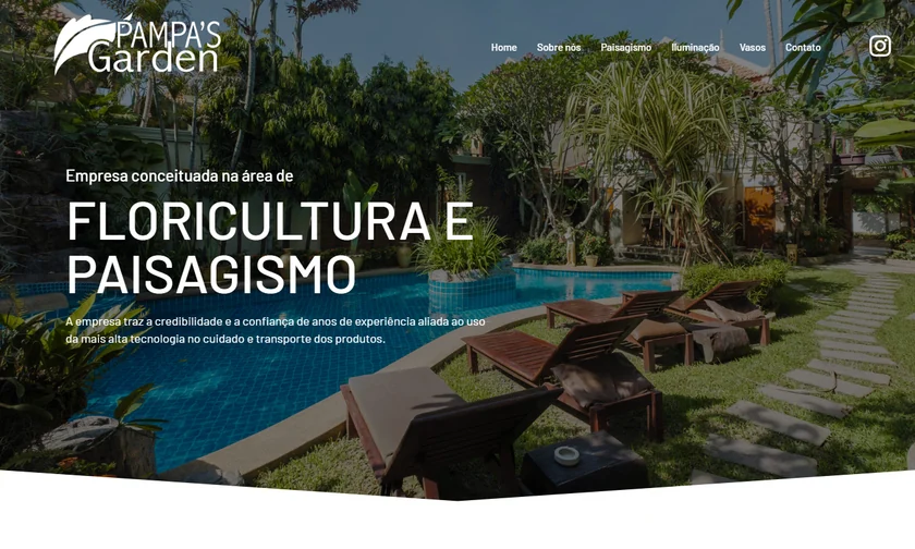 Site da Pampa's Garden apresentado no portfólio da SitesJÁ