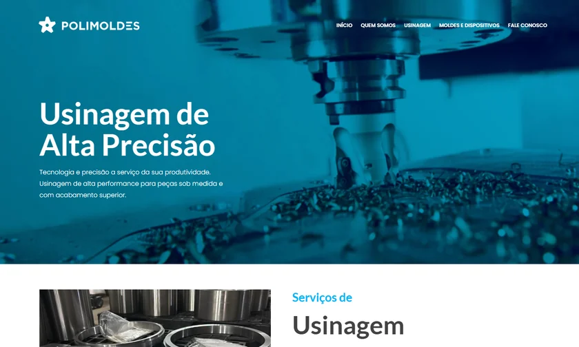 Site da Polimoldes apresentado no portfólio da SitesJÁ