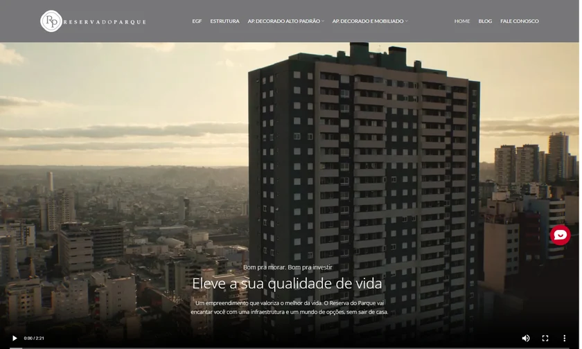 Site do Reserva do Parque apresentado no portfólio da SitesJÁ
