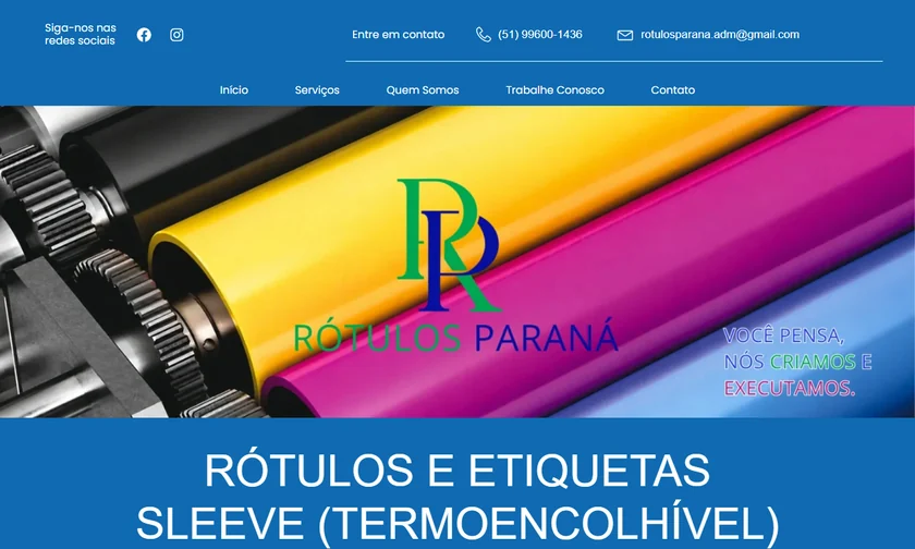 Site da Rótulos Paraná apresentado no portfólio da SitesJÁ