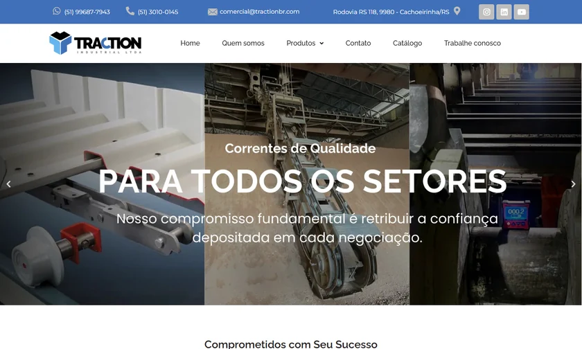 Site da Traction Industrial apresentado no portfólio da SitesJÁ